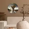 Olifant - Weg - Dieren - Zonsondergang - Landschap Wandcirkel kunststof plaat 5mm dik klein -sfeer1