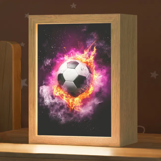 Nachtlampje - Voetbal - Roze - Vuur