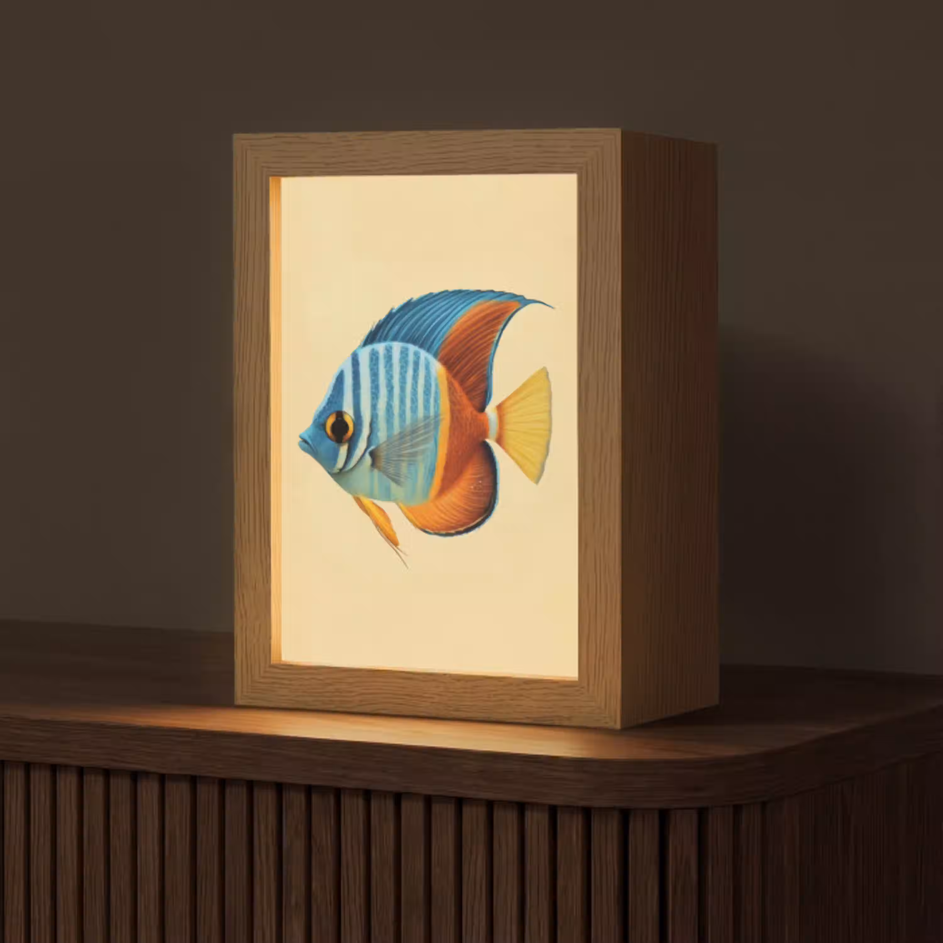 Vis - Vinnen - Blauw - Ogen Light Box met kabel (Tafellamp) klein -z3d_website