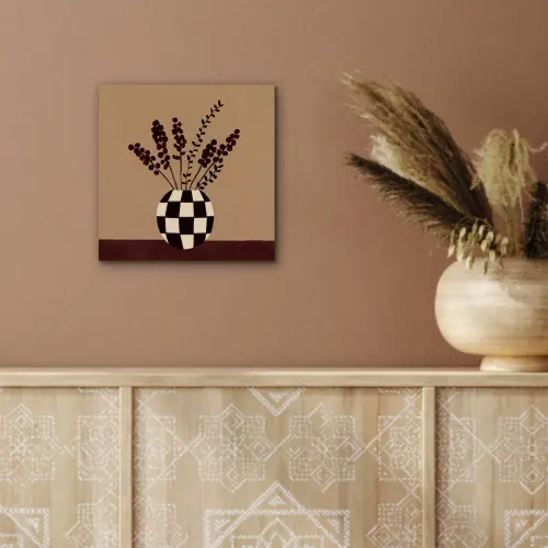 Minimalistisch - Vaas - Bloemen - Bruin aluminium wit klein -sfeer4