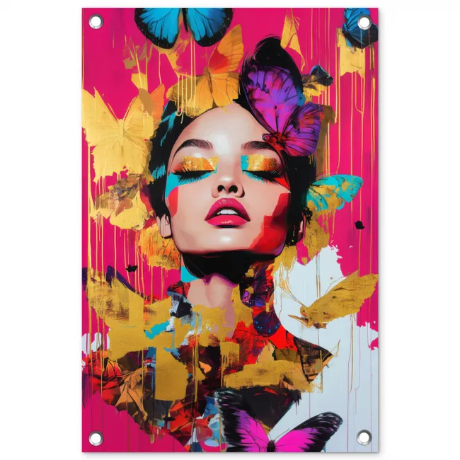 Vrouw - Abstract - Kleurrijk tuinposter los doek klein -3d