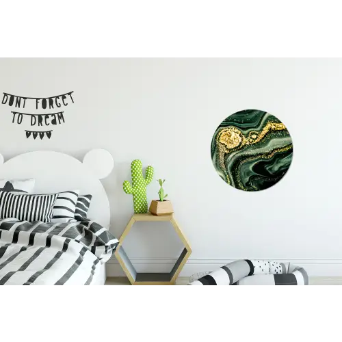Marmer - Goud - Glitter - Groen - Marmerlook - Luxe Wandcirkel aluminium klein -kinderkamer