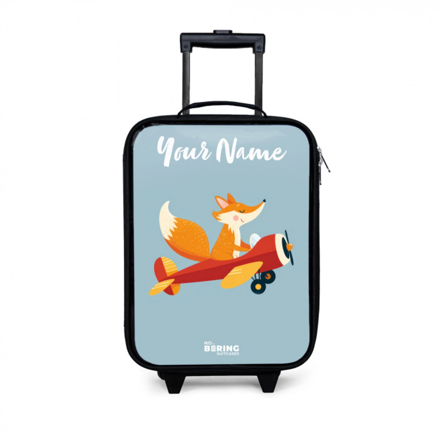 Vos - Vliegtuig -  Vliegen Kinderkoffer - Zwart klein -3d