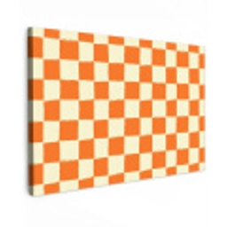 Schaak - Patroon - Oranje Tuinposter op houten frame 2 cm dik klein 845 -3d