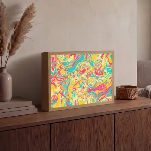 Geel - Roze - Blauw - Retro Light Box met batterij (Wandlamp) middel -sfeer2