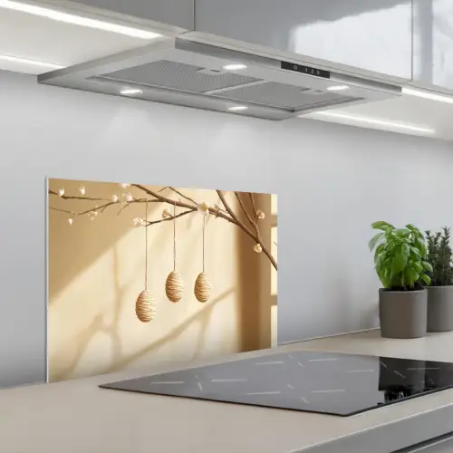 Beige - Paastak - Eieren keuken achterwand spatscherm klein -3d_schuin