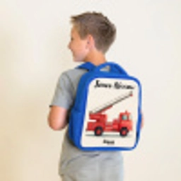 Brandweerwagen - Getekend - Rood Kinderrugzak - Blauw middel -sfeer2