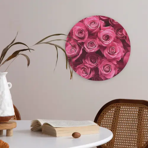 Rozen - Pink - Bloem Akoestische PET Vilt - Rond klein -sfeer3