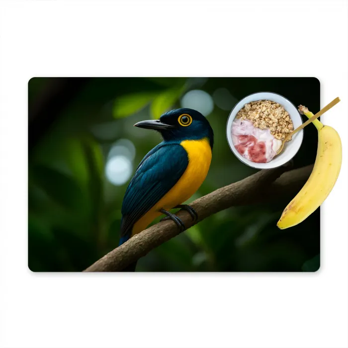 Vogel - Tak - Geel - Bladeren Placemat vinyl groot -zzzproduct_Kitchenyeah-website