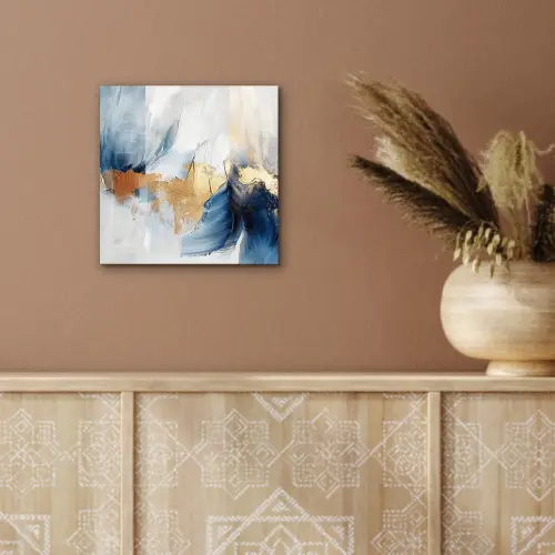 Goud - Blauw - Watercolor - Kunst - Modern aluminium wit klein -sfeer4