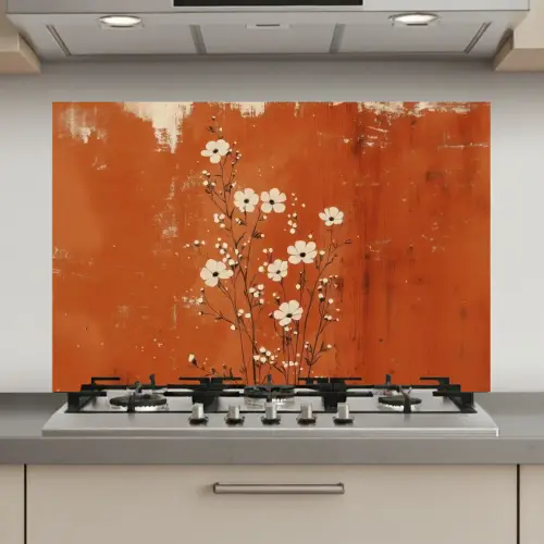 Bloemen - Wit - Subtiel - Roestkleur keuken achterwand spatscherm klein -3d_website