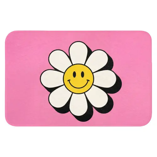 Smiley - Bloem - Roze Badmat klein -3d
