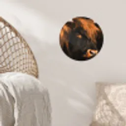 Schotse hooglander - Zwart - Koe - Hoorn - Dieren Wandcirkel behangsticker klein -sfeer4