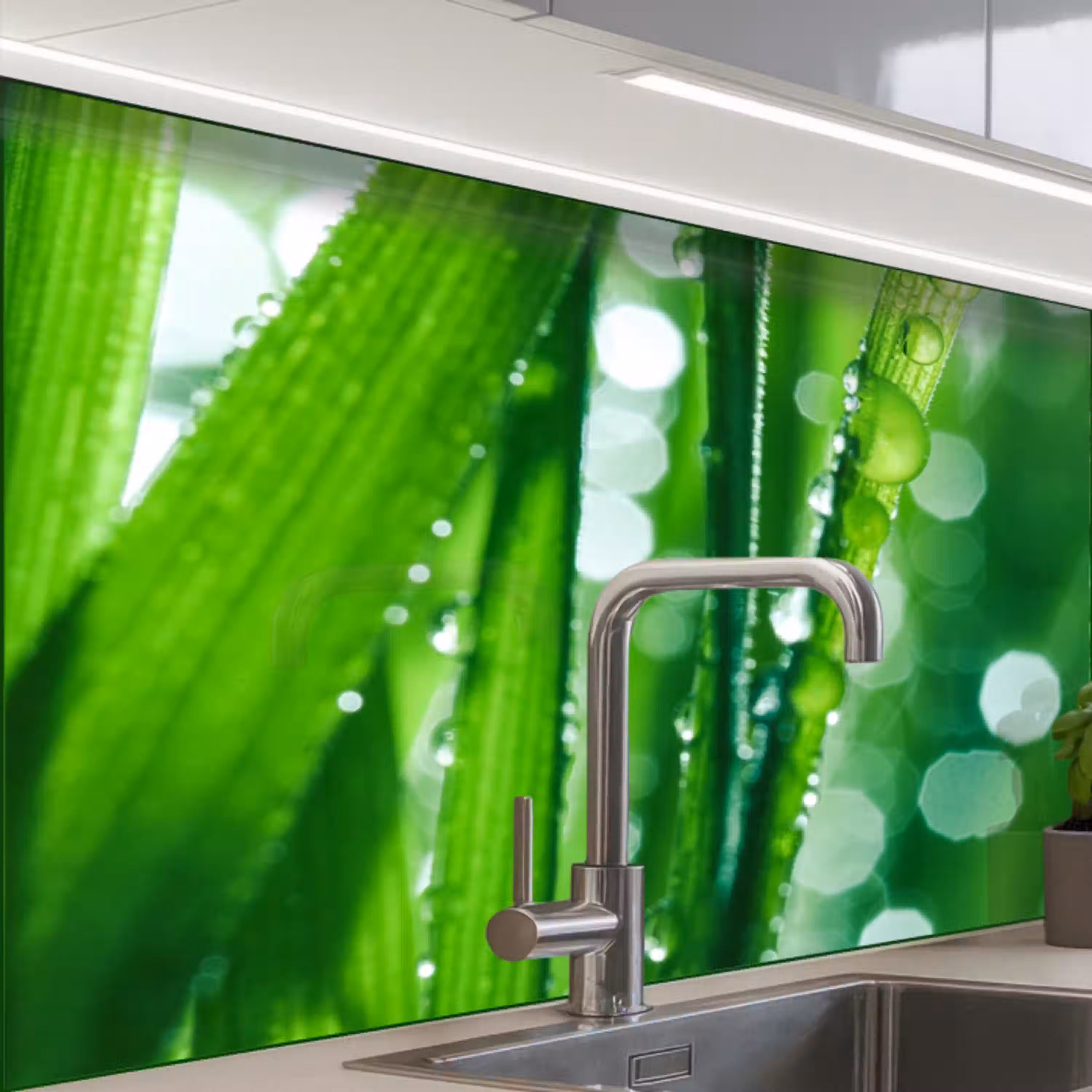 Natuur - Gras - Groen keuken achterwand 2 middel -zzzz3d_schuin