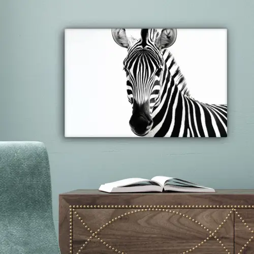 Zebra - Close-up - Zwart - Strepen canvas 2cm klein -sfeer4