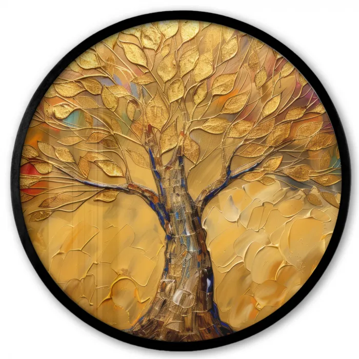Goud - Boom - Abstract - Modern Fotolijst rond zonder passe partout klein -3d