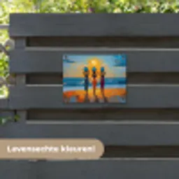 Vrouwen - Strand - Zondsondergang tuinposter los doek klein -sfeer3