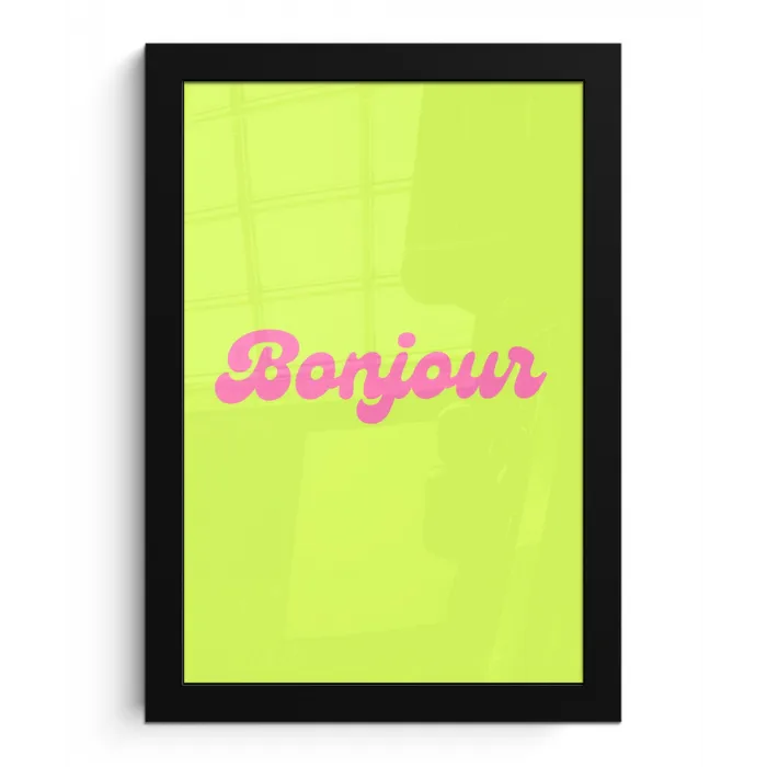 Groen - Roze bonjour - Retro fotolijst zwart zonder passe partout klein -3d