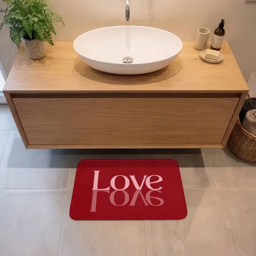 Love - Spiegeling - Rood Badmat klein -sfeer1