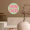 Mon cheri - Groen - Roze Wandcirkel behangsticker klein -sfeer1