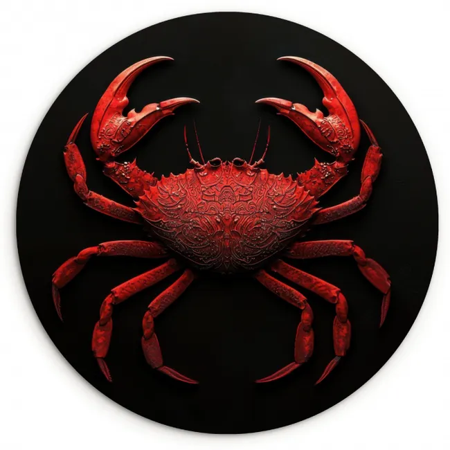 Krab - Rood - Vissen - Schaaldieren KitchenYeah - Keuken - Wandcirkel Forex klein -3d