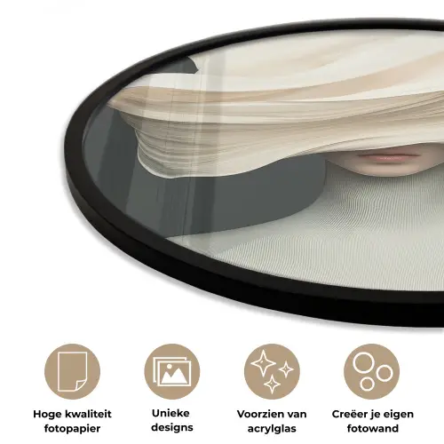 Vrouw - Beige - hoed Fotolijst rond zonder passe partout klein -closeup_NL