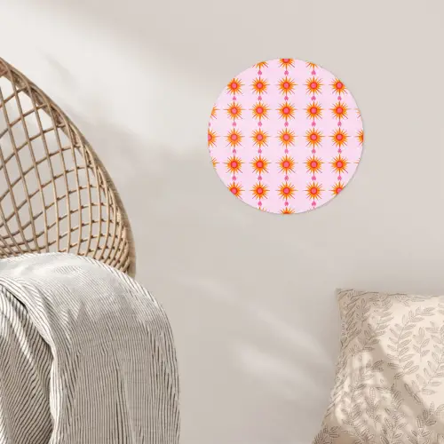 Zon - Motief - Roze Wandcirkel behangsticker klein 186 -sfeer4