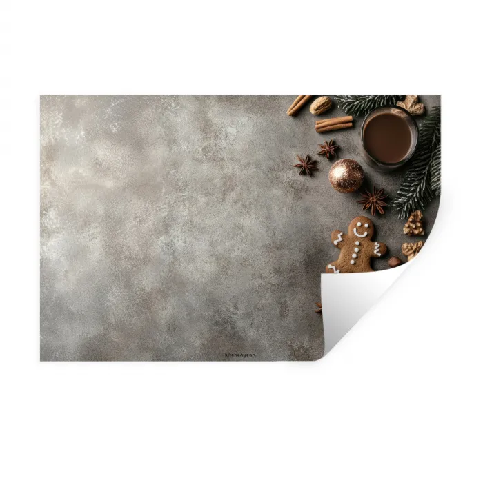 Winter - Kerst - Beton - Gingerbread man Muursticker klein -3d
