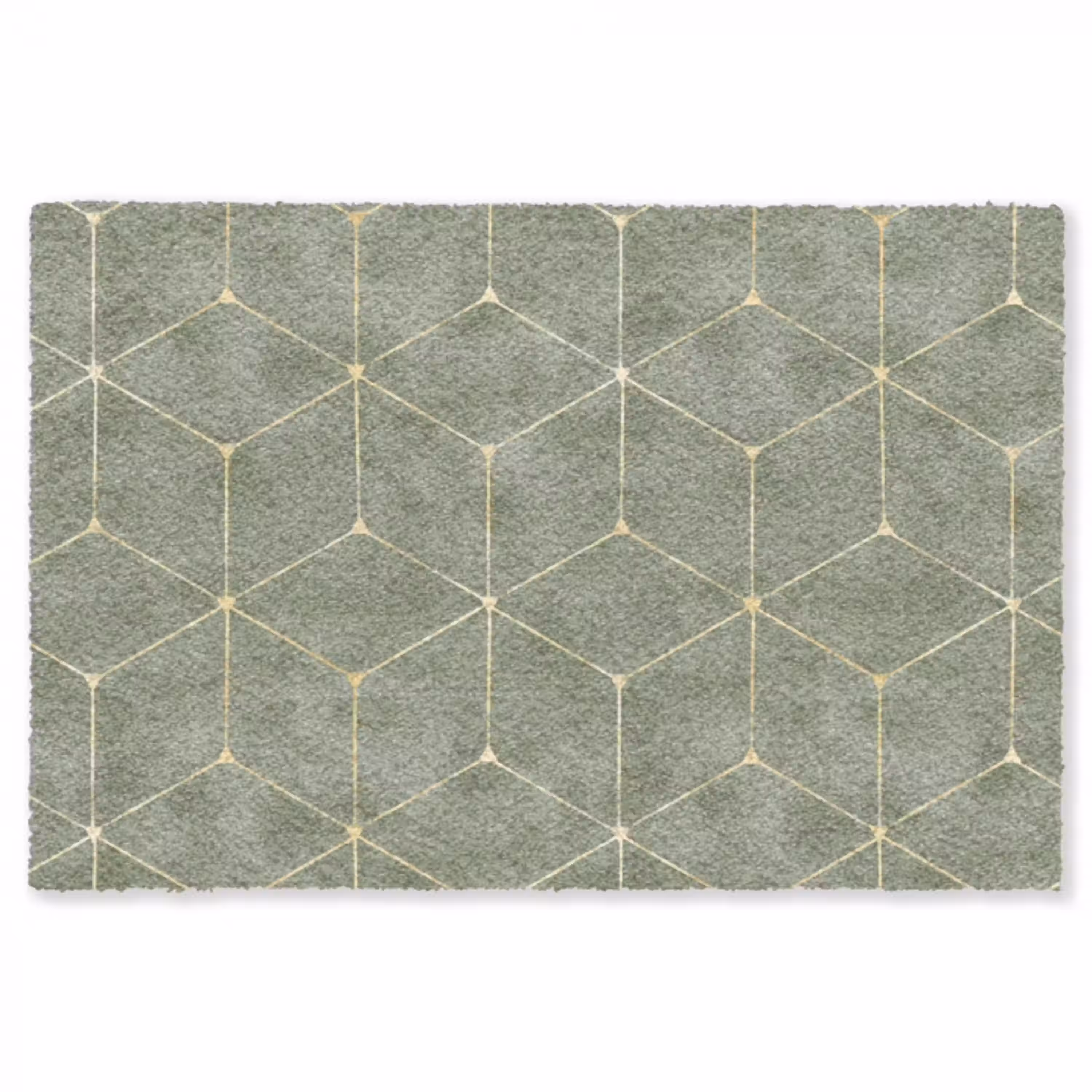Subtiel - Geometrisch - Goud - Groen Vloerkleed Rechthoek klein 1091 -3d