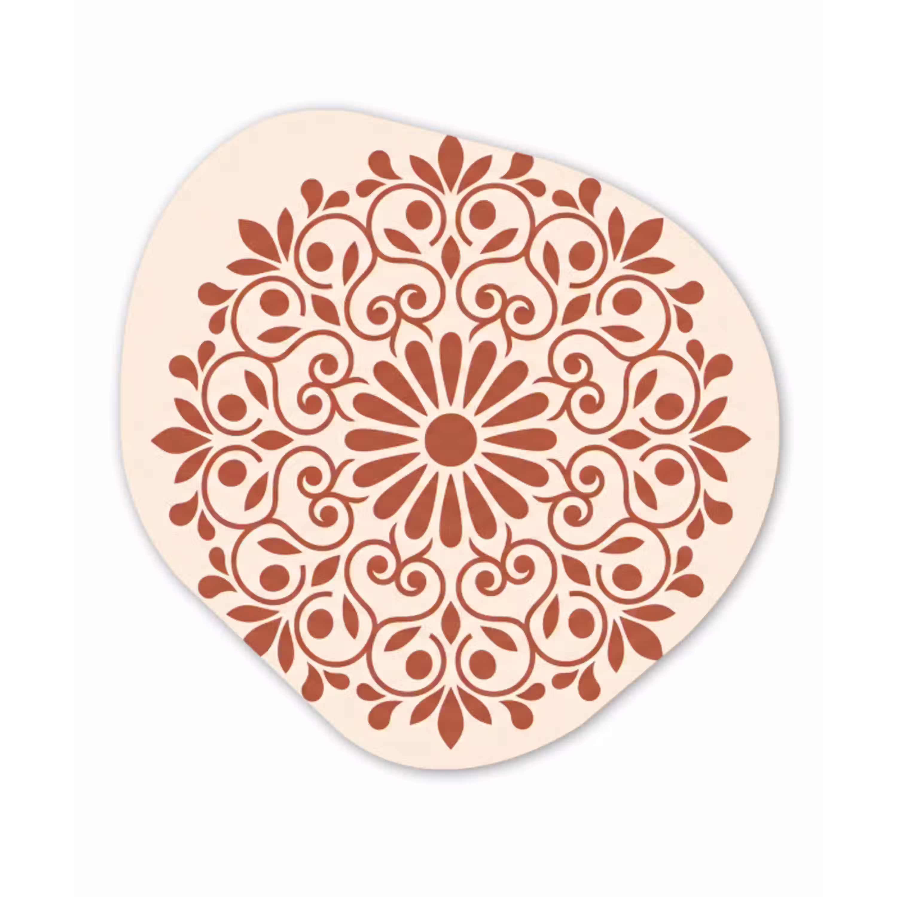 Decoratie - Cirkel - Symmetrisch - Modern - Roodbruin Wandcirkel Organisch Aluminium middel -3d