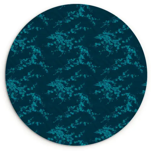 Bloesem - Blauw - Turquoise Wandcirkel plexiglas klein 852 -3d