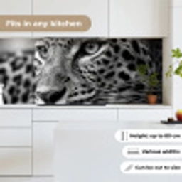 Luipaard - Zwart - Wit - Oog keuken achterwand 2 middel -sfeer4_UK