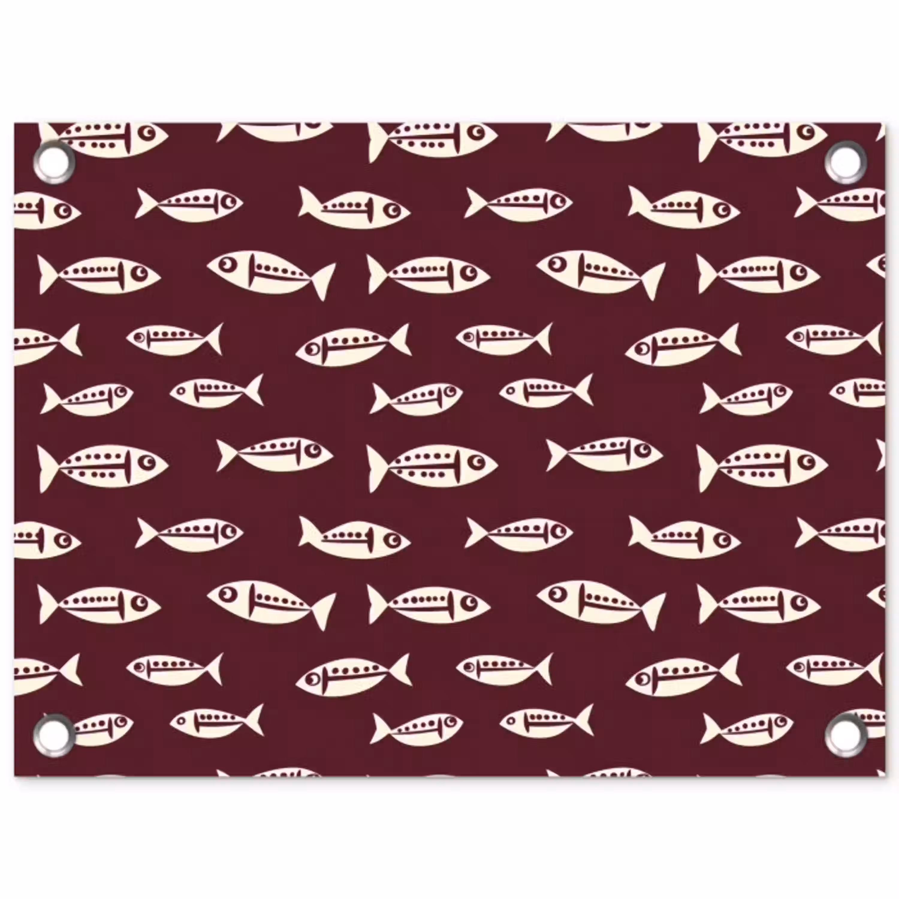 Vissen - Grafisch - Patroon - Donker tuinposter los doek klein 239 -3d