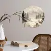 Bos - Herten - Winter - Sneeuw Wandcirkel behangsticker klein -sfeer3