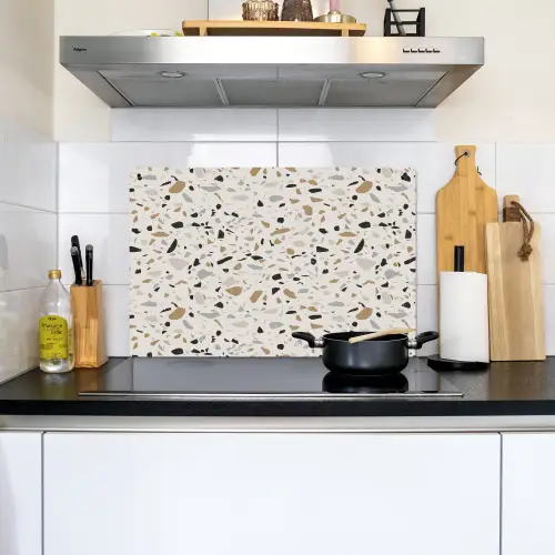 Terrazzo -  Patroon - Staal Inductie beschemer met haakjes klein 777 -sfeer2