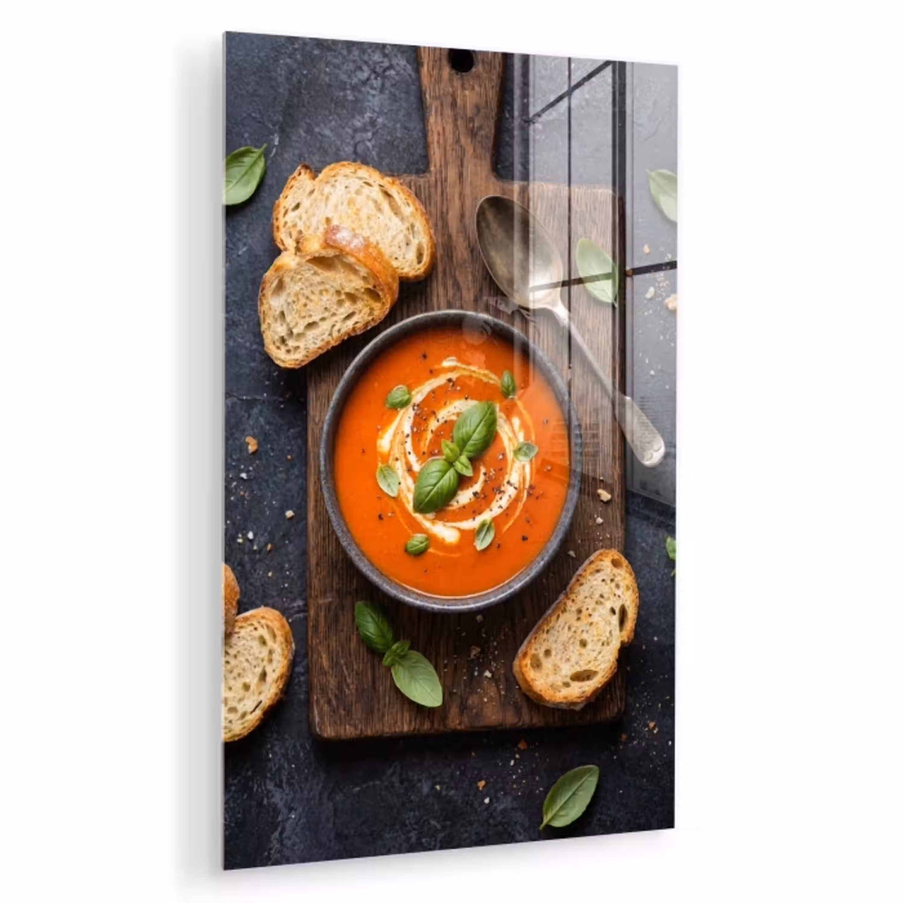 Eten - Soep - Basilicum - Rustiek - Rood plexiglas 5mm klein -zzzproduct_nieuw