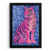 Tijger - Roze - Bladeren - Jungle fotolijst zwart zonder passe partout klein -3d