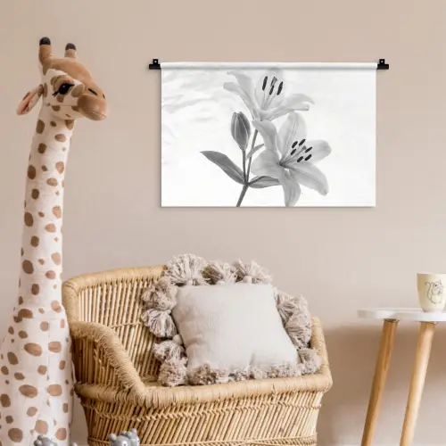Lelies - Elegant - Zwart - Wit Wandkleed katoen klein -wsfeer5_kind