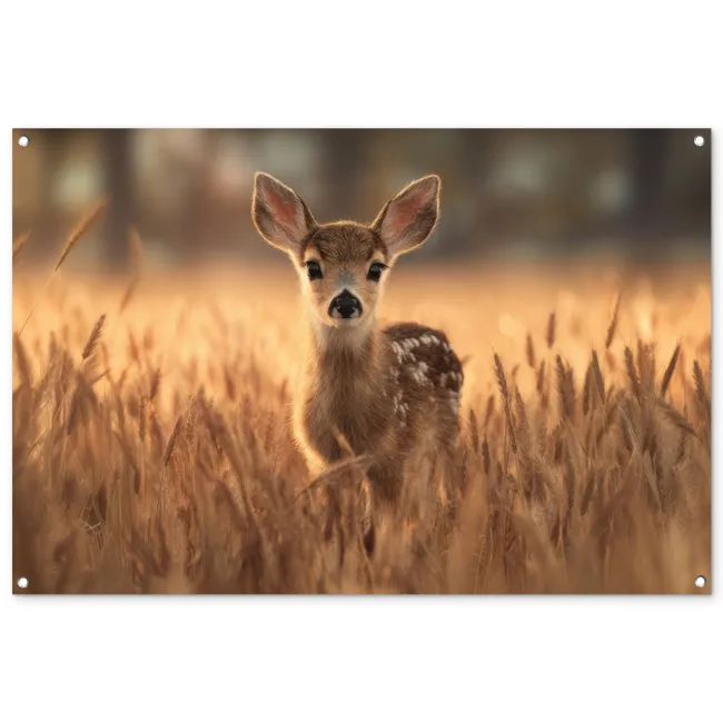Tuinposter - Hert - Graanveld - Bruin