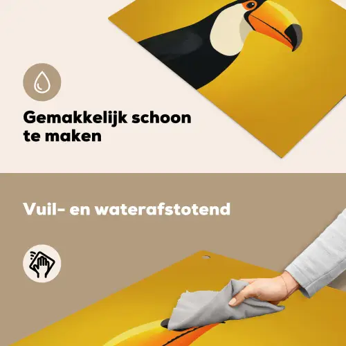 Toekan - Minimalistisch - Snavel - Oranje Inductie beschemer met haakjes klein -ky-schoon-nl