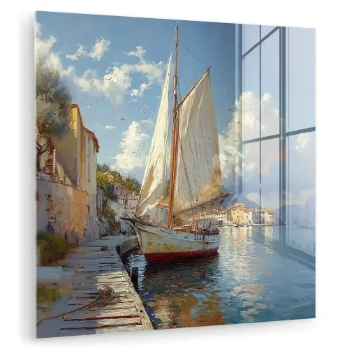 Zeilschip - Huizen - Kade - Zee plexiglas 5mm klein -zzzproduct_nieuw