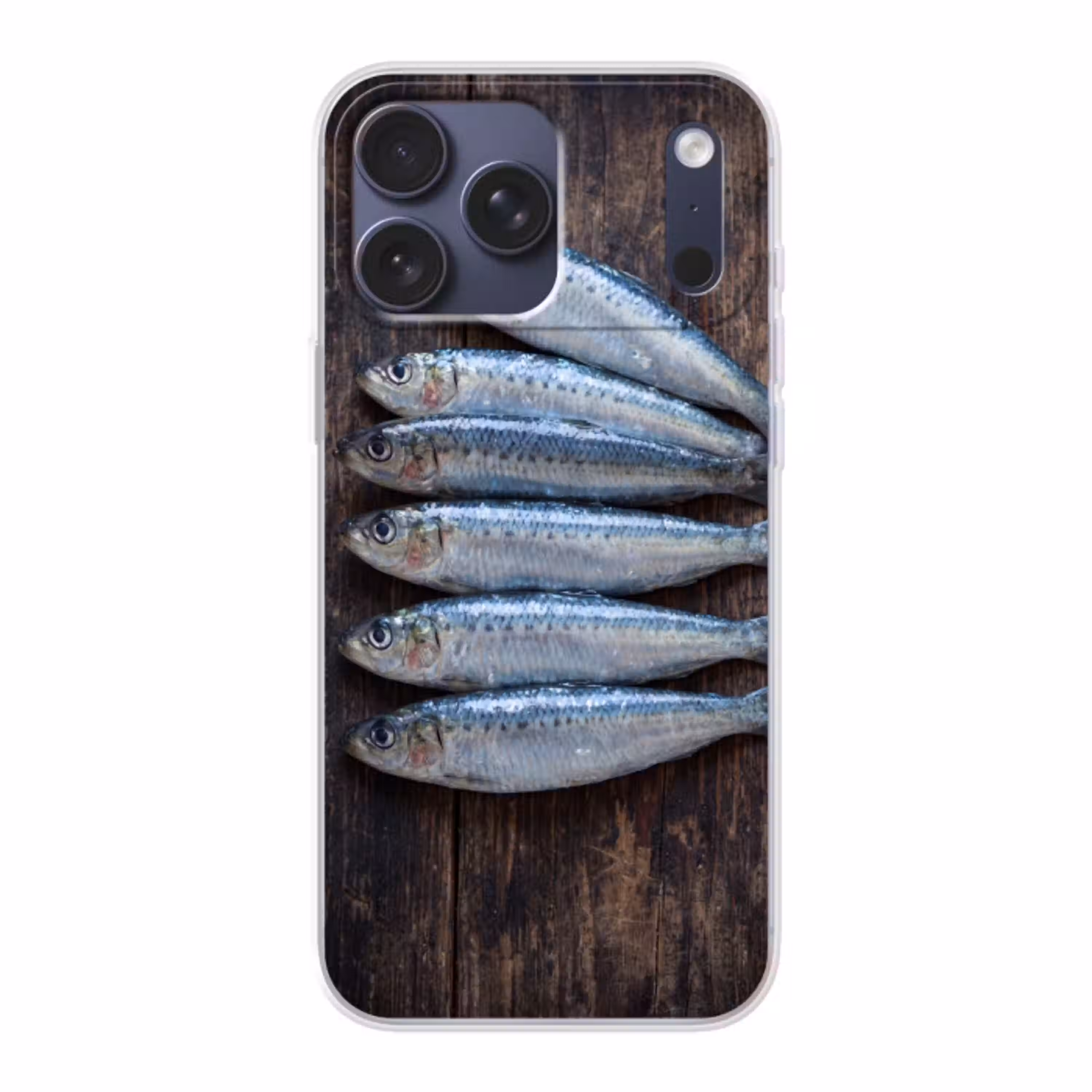 Vis - Hout - Eten Telefoonhoesje iPhone 17 Pro Max klein -3d