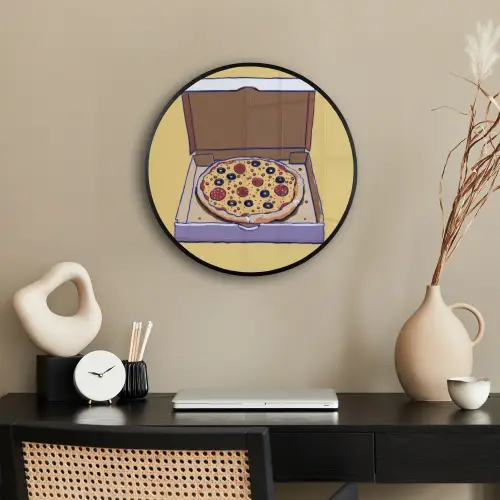 Pizza - Doos - Salami - Illustratie Fotolijst rond zonder passe partout klein -sfeer1