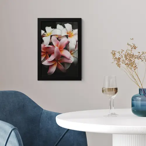 Bloemen - Roze - Zwart - Flora - Botanisch fotolijst zwart zonder passe partout klein -sfeer4
