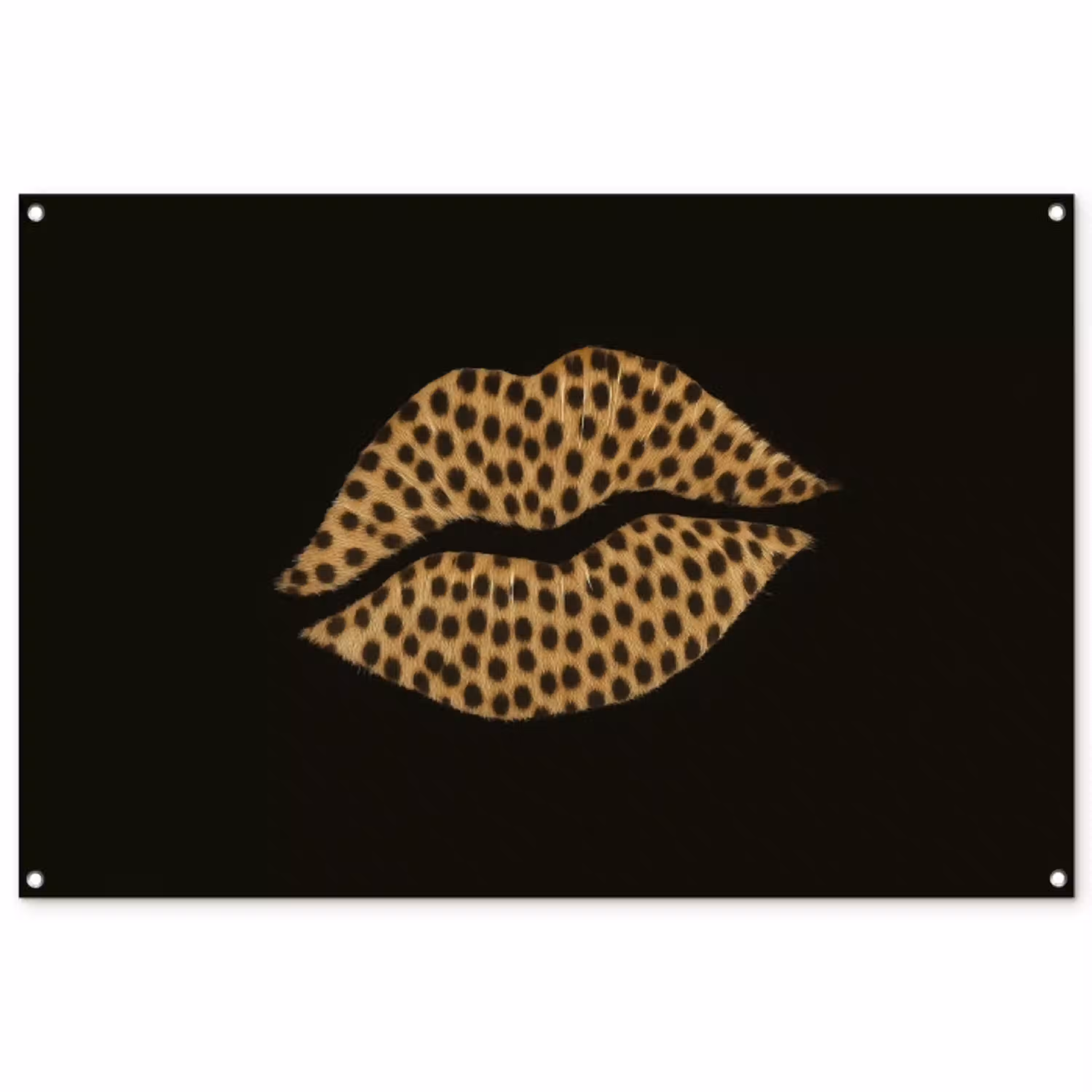 lip - Zwart - Panterprint tuinposter los doek groot -3d