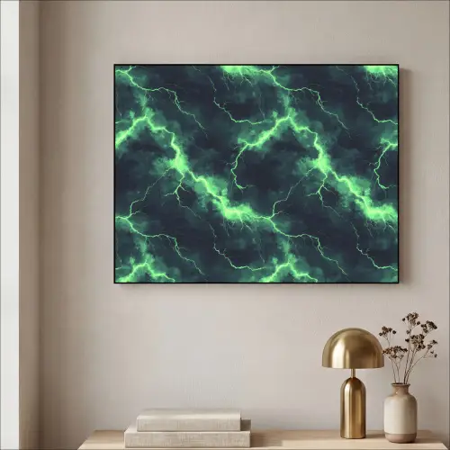 Groen - Bliksem - Storm Textielframe zwart klein 947 -sfeer2