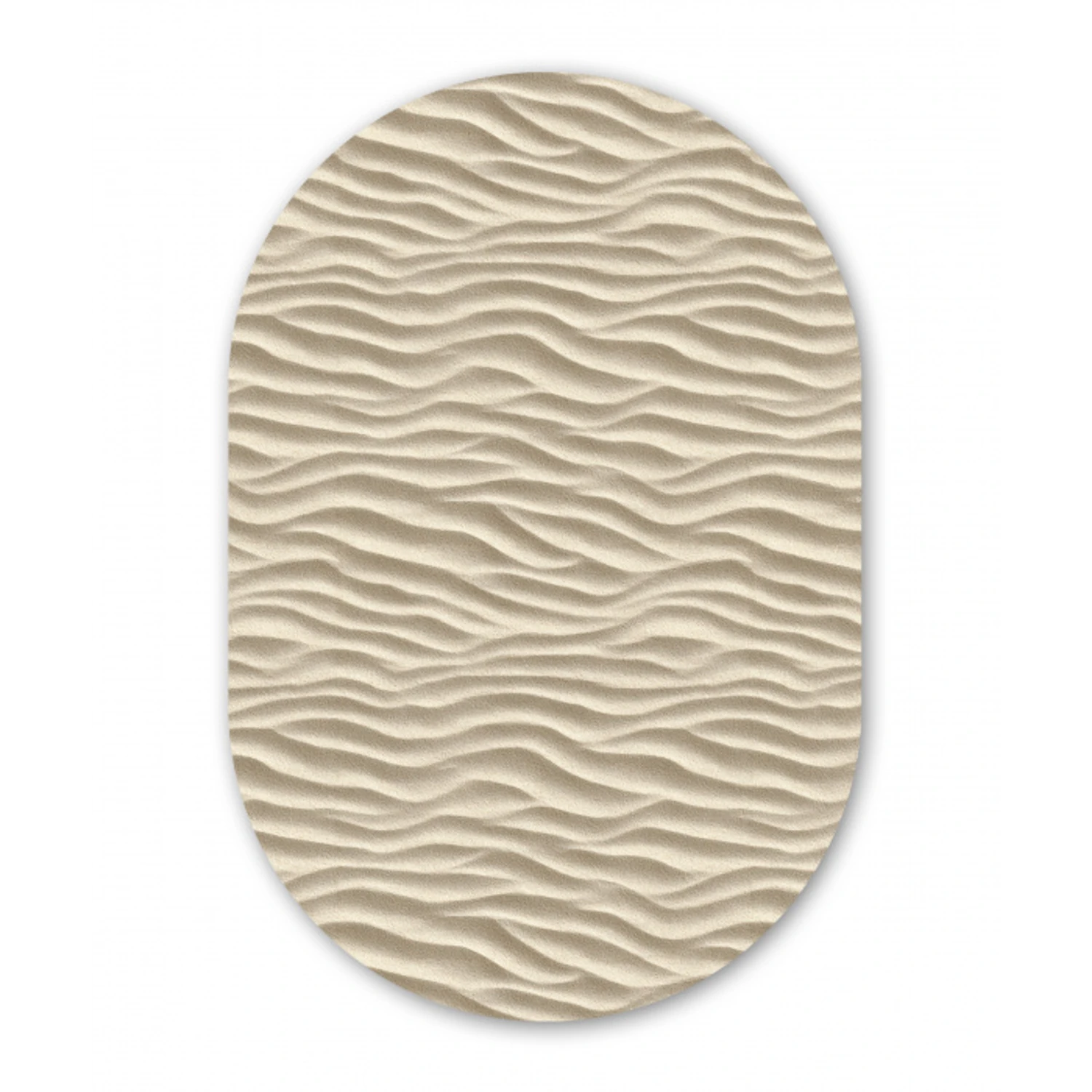 Zand - Golven - Beige Wandcirkel Ovaal Forex klein 630 -3d