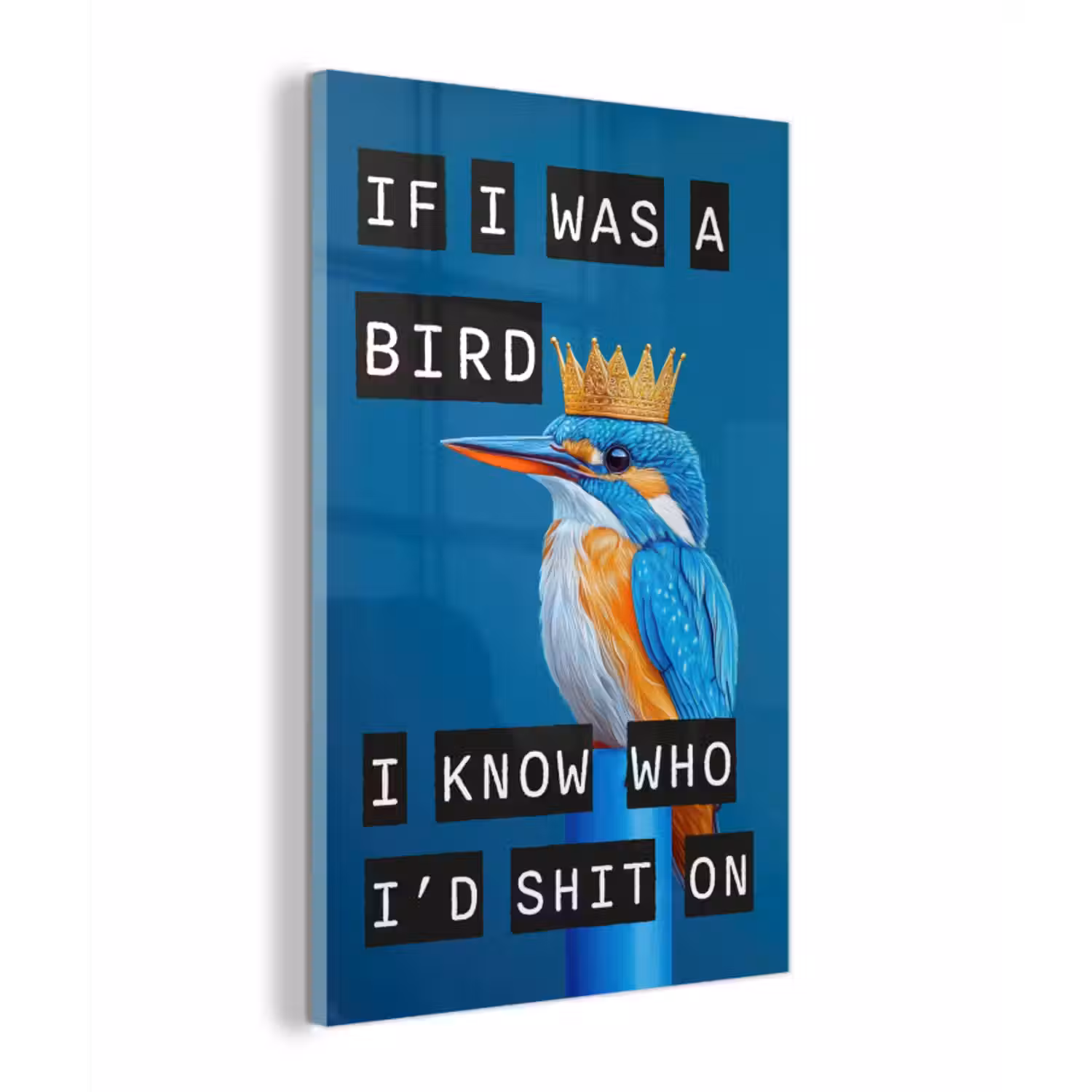 Glas schilderij - Vogel - Decoratie - Ijsvogel - Blauw