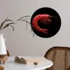 Garnaal - Rood - Dieren Wandcirkel behangsticker klein -sfeer3