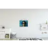 Vrouw - Bloemen - Vlinders - Blauw - Abstract textielposter latten blank klein -kinderkamer